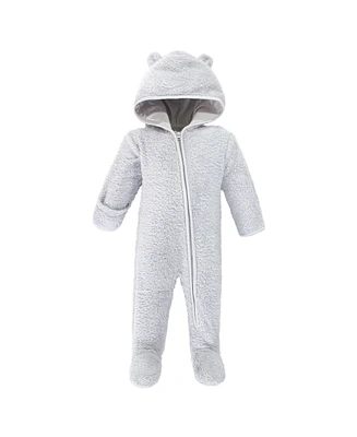 Hudson Baby Boys Faux Shearling Bunting 1pk, Navy Bear, 3-6 Months