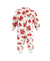 Hudson Baby Baby Girls Hudson Plush Jumpsuits, Red Rose Leopard