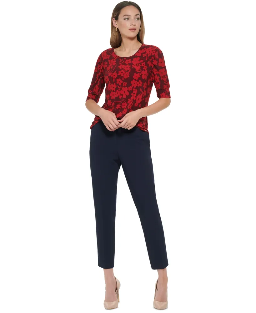 Tommy Hilfiger Women's Floral Print Puff-Sleeve Top