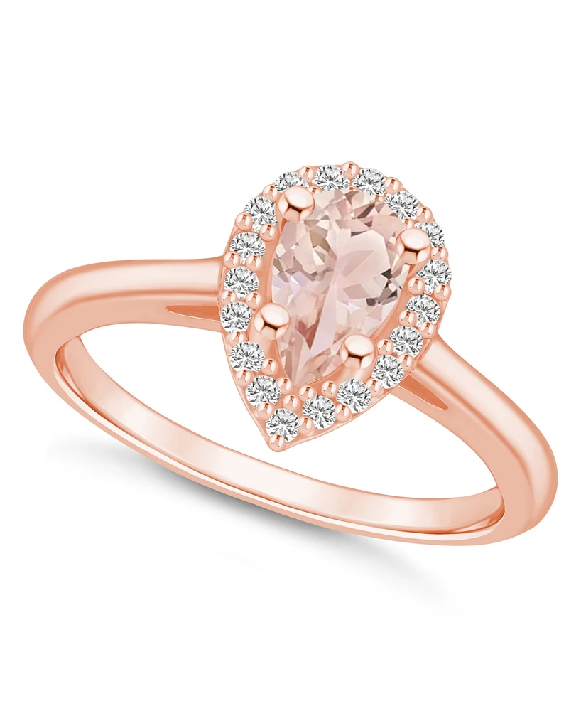 Macy's Morganite (3/4 ct. t.w.) and Diamond (1/5 Halo Ring 14K Rose Gold