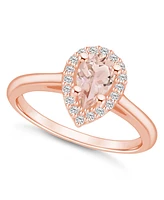 Macy's Morganite (3/4 ct. t.w.) and Diamond (1/5 Halo Ring 14K Rose Gold