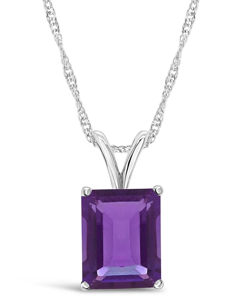 Macy's Amethyst (3-1/7 ct. t.w.) Pendant Necklace in 14K White Gold