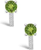 Macy's Peridot (1-7/8 ct. t.w.) and Diamond (1/8 ct. t.w.) Stud Earrings in 14K Gold