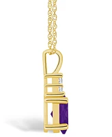 Macy's Amethyst (1-1/5 Ct. T.w.) and Diamond (1/10 Ct. T.w.) Pendant Necklace in 14K Yellow Gold