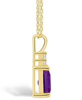 Macy's Amethyst (1-5/8 Ct. T.w.) and Diamond (1/10 Ct. T.w.) Pendant Necklace in 14K Yellow Gold
