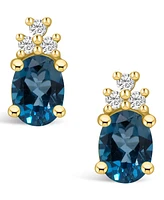 Macy's London Topaz (3-1/5 ct. t.w.) and Diamond (1/5 ct. t.w.) Stud Earrings in 14K Yellow Gold