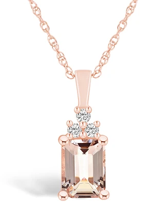 Macy's Morganite (1-3/8 Ct. T.w.) and Diamond (1/10 Ct. T.w.) Pendant Necklace in 14K Rose Gold