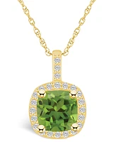 Macy's Peridot (2-3/8 Ct. T.w.) and Diamond (1/4 Ct. T.w.) Halo Pendant Necklace in 14K Yellow Gold