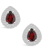 Macy's Garnet (1-3/4 ct. t.w.) and Diamond (5/8 ct. t.w.) Halo Stud Earrings in 14K Gold