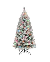 Puleo 4.5FT Pre-Lit Flocked Vancouver Pine Tree