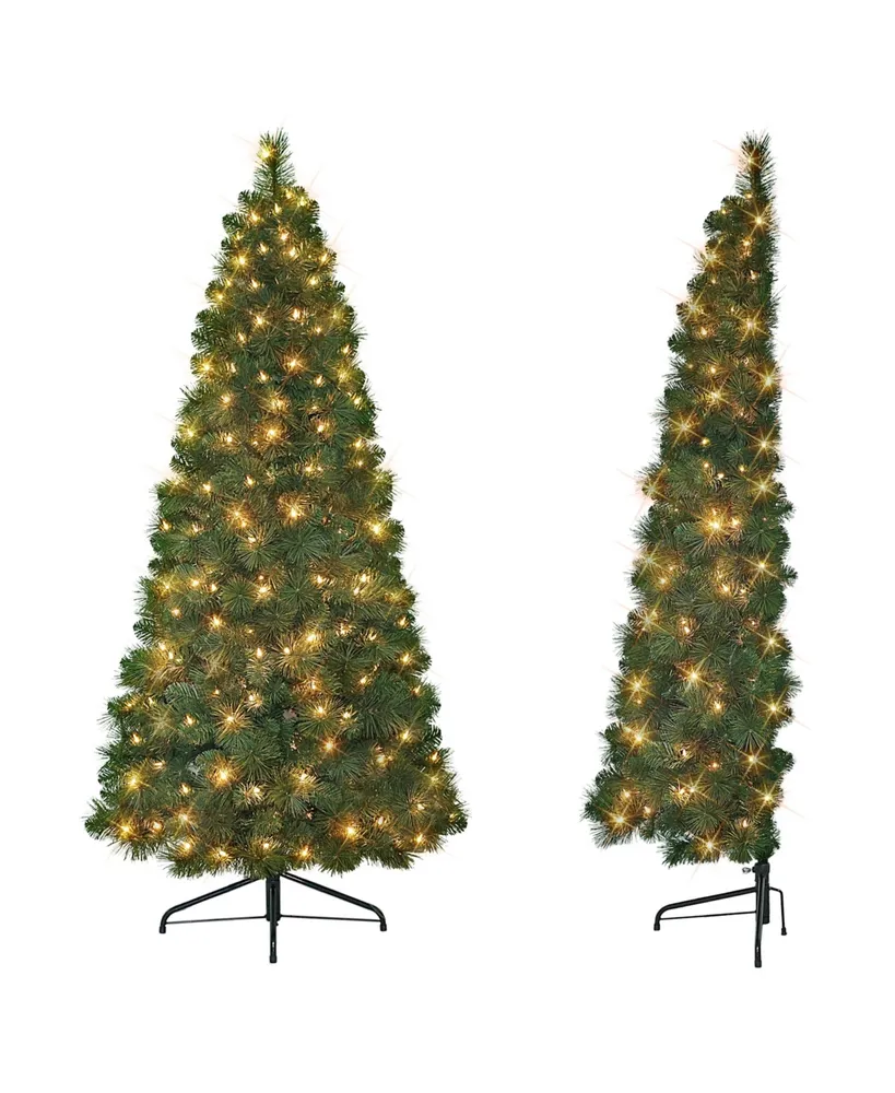 6.5' Pre-Lit Wall Half Tree with 150 Underwriters Laboratories Clear Incandescent Lights, 437 Tips