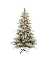 7 .5' Pre-Lit Flocked Aspen Fir Tree with 600 Color Select Led Lights, 1319 Tips