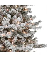 Puleo 6.5FT Pre-Lit Flocked Royal Majestic Colorado Fir Downswept Tree