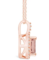 Macy's Morganite (1-3/8 Ct. T.w.) and Diamond (1/4 Ct. T.w.) Halo Pendant Necklace in 14K Rose Gold