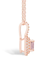 Macy's Morganite (1-1/ Ct. T.w.) and Diamond (3/8 Ct. T.w.) Halo Pendant Necklace in 14K Rose Gold