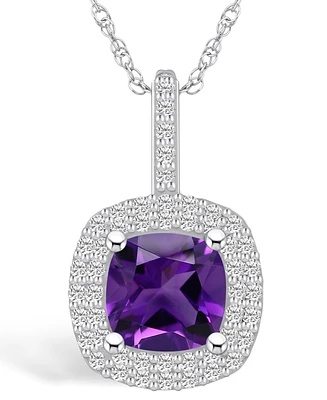 Macy's Amethyst (2 Ct. T.w.) and Diamond (1/2 Ct. T.w.) Halo Pendant Necklace in 14K Gold