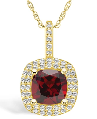 Macy's Garnet (2-3/4 Ct. T.w.) and Diamond (1/2 Ct. T.w.) Halo Pendant Necklace in 14K Yellow Gold