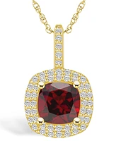 Macy's Garnet (2-3/4 Ct. T.w.) and Diamond (1/2 Ct. T.w.) Halo Pendant Necklace in 14K Yellow Gold