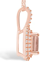 Macy's Morganite (1-3/8 Ct. T.w.) and Diamond (1/2 Ct. T.w.) Halo Pendant Necklace in 14K Rose Gold