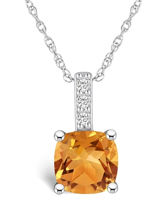 Macy's Citrine ( Ct. T.w.) and Diamond Accent Pendant Necklace in 14K Gold