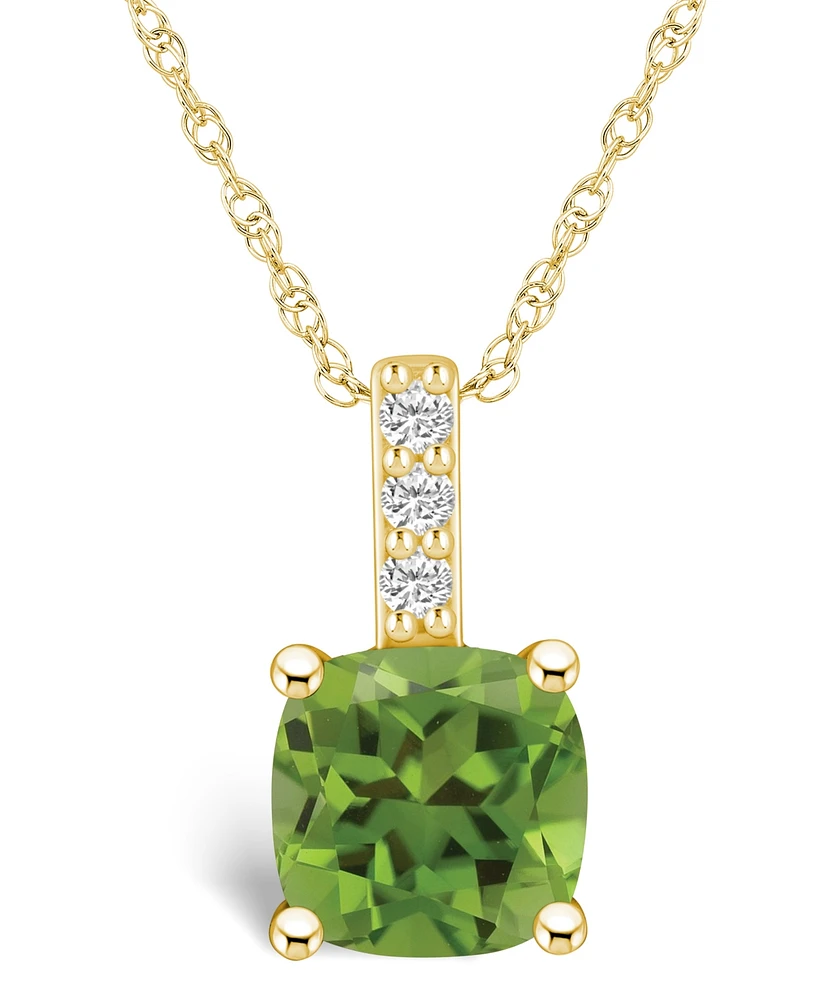 Macy's Peridot (-/ Ct. T.w.) and Diamond Accent Pendant Necklace in 14K Yellow Gold