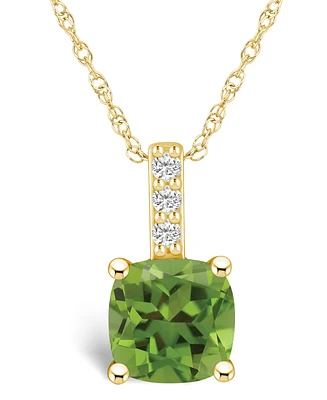 Macy's Peridot (-/ Ct. T.w.) and Diamond Accent Pendant Necklace in 14K Yellow Gold