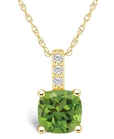 Macy's Peridot (-/ Ct. T.w.) and Diamond Accent Pendant Necklace in 14K Gold