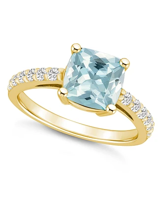 Macy's Aquamarine (2 Ct. T.w.) and Diamond (1/3 Ring 14K Yellow Gold