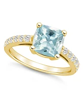 Macy's Aquamarine (2 Ct. T.w.) and Diamond (1/3 Ring 14K Yellow Gold
