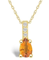 Macy's Citrine ( Ct. T.w.) and Diamond Accent Pendant Necklace in 14K Yellow Gold