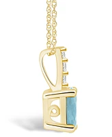 Macy's Aquamarine (1-1/7 Ct. T.w.) and Diamond Accent Pendant Necklace in 14K Yellow Gold