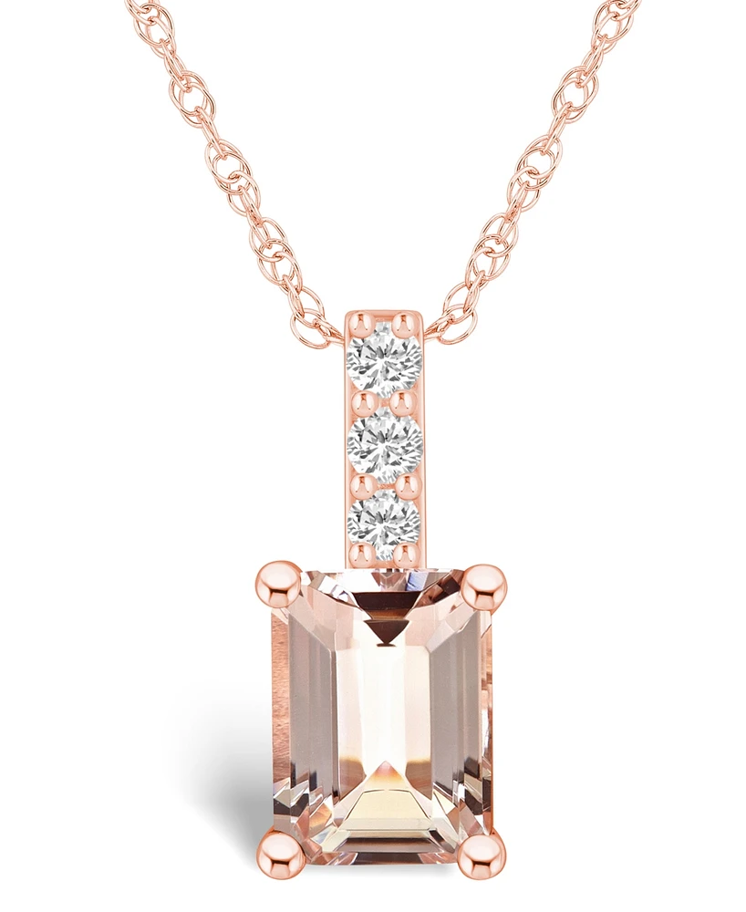 Macy's Morganite (1-3/8 Ct. T.w.) and Diamond Accent Pendant Necklace in 14K Rose Gold