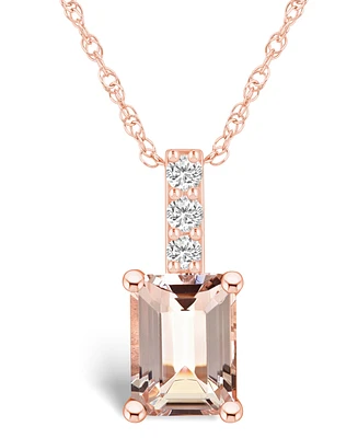 Macy's Morganite (1-3/8 Ct. T.w.) and Diamond Accent Pendant Necklace in 14K Rose Gold