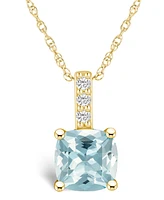 Macy's Aquamarine ( Ct. T.w.) and Diamond Accent Pendant Necklace in 14K Gold