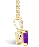 Macy's Amethyst ( Ct. T.w.) and Diamond Accent Pendant Necklace in 14K Yellow Gold