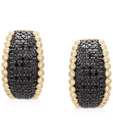Wrapped in Love Black Diamond Bead Edge Small Hoop Earrings (1 ct. t.w.) in 14k Gold, Created for Macy's
