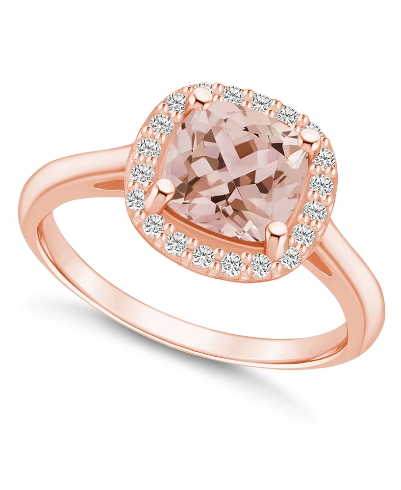 Macy's Morganite (2 ct. t.w.) and Diamond (1/4 Halo Ring 14K Rose Gold