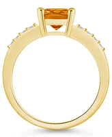 Macy's Citrine and Diamond Ring (2 ct.t.w 1/8 ct.t.w) 14K Yellow Gold