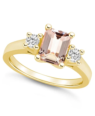Macy's Morganite and Diamond Ring (1-3/8 ct.t.w 1/4 ct.t.w) 14K Yellow Gold