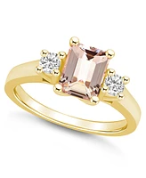 Macy's Morganite and Diamond Ring (1-3/8 ct.t.w 1/4 ct.t.w) 14K Yellow Gold