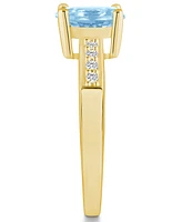 Macy's Aquamarine and Diamond Ring (1- 1/7 ct.t.w 1/8 ct.t.w) 14K Yellow Gold