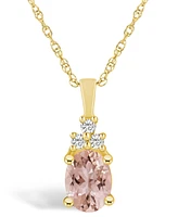 Macy's Morganite (1-1/7 Ct. T.w.) and Diamond (1/10 Ct. T.w.) Pendant Necklace in 14K Yellow Gold