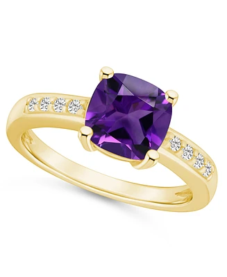 Macy's Amethyst and Diamond Ring (2 ct.t.w 1/8 ct.t.w) 14K Yellow Gold