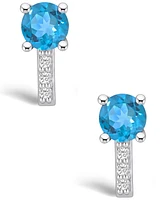 Macy's Topaz (2-1/3 ct. t.w.) and Diamond (1/8 ct. t.w.) Stud Earrings in 14K Gold