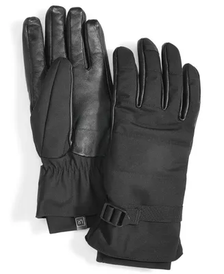 Ur Gloves Men's Waterproof Belted Puffer with Faux-Fur Lining