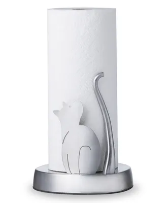 Meow Small Size Paper Towel Holder - Silver