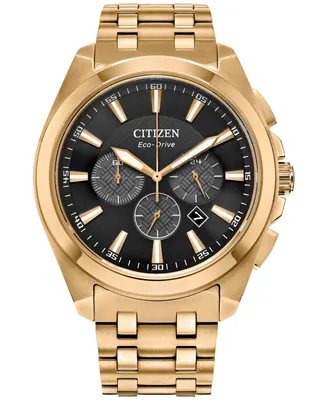 Citizen Eco-Drive Men's Chronograph Classic Gold-Tone Stainless Steel Bracelet Watch 41mm