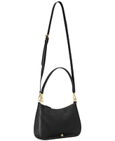 Lauren Ralph Women's Crosshatch Leather Medium Danni Shoulder Bag
