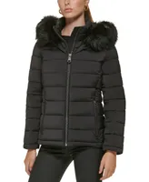 Dkny Women's Faux-Fur-Trim Hooded Puffer Coat