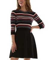 Bcx Juniors' Striped Fit & Flare Sweater Dress